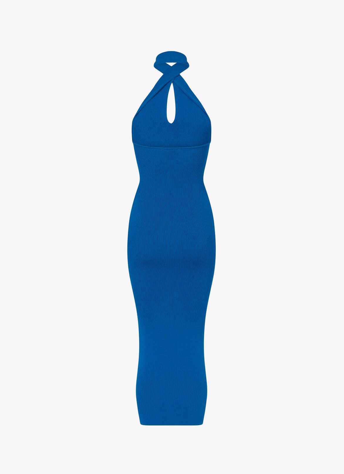 Knitted Cross midi dress ALAÏA BLUE KNITTED CROSS MIDI DRESS